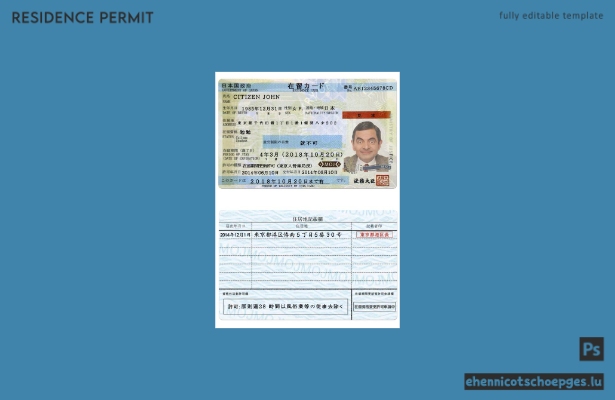 Beispiel für eine japanische Aufenthaltsgenehmigung